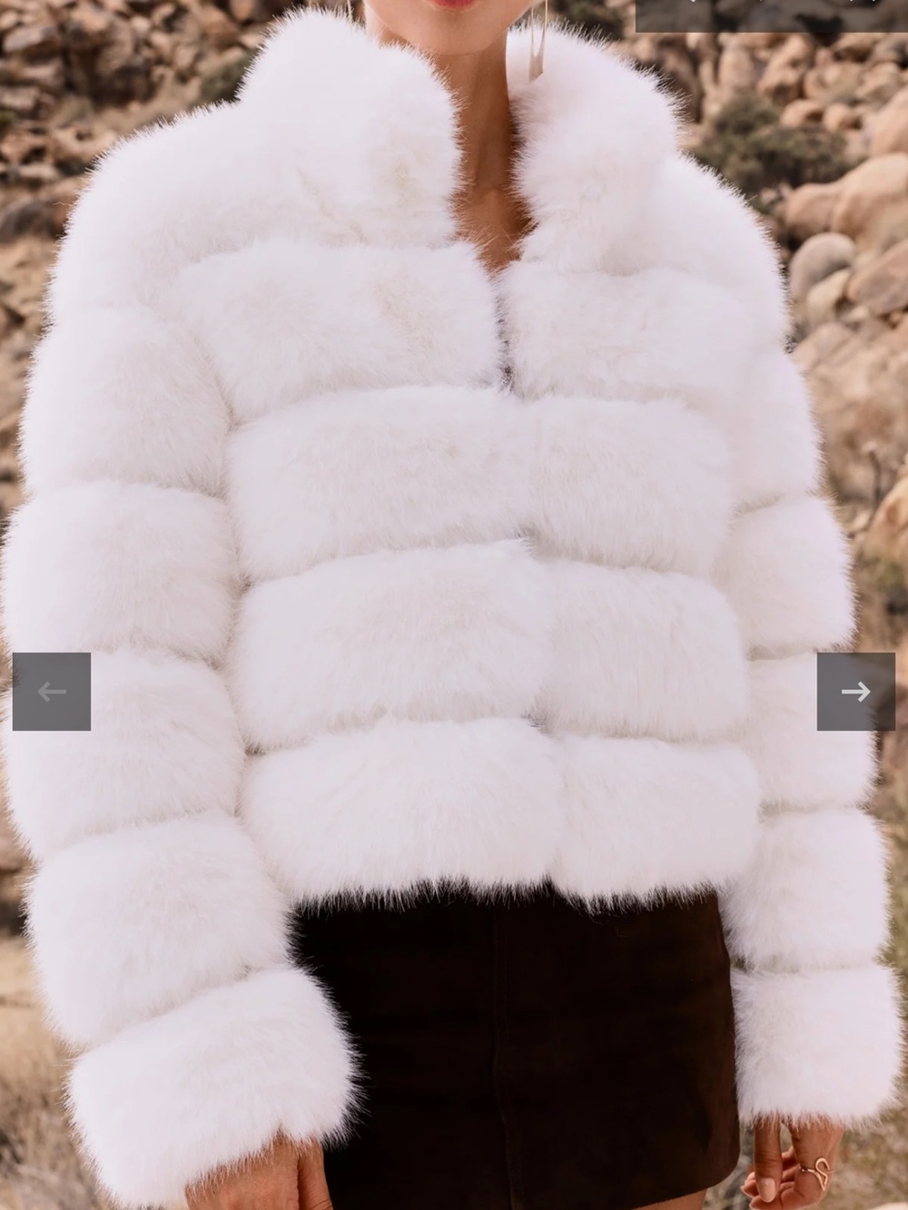 Generation Love Cream Faux Fur Grid Jacket